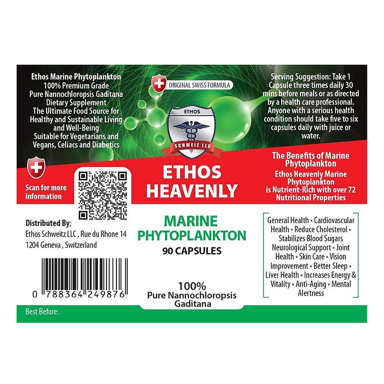 Ethos Marine Phytoplankton Super Nutrition Label