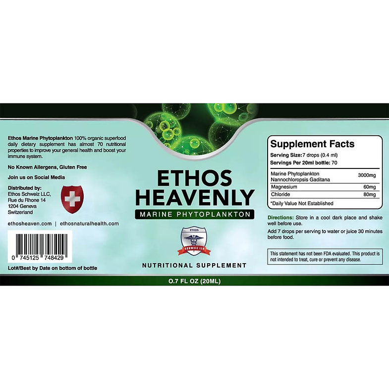 Ethos Marine Phytoplankton Mineral Drops Label